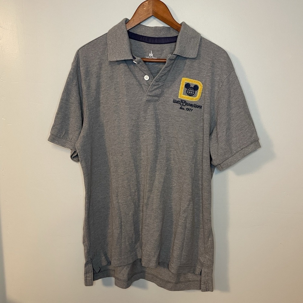 Walt Disney World Parks‎ Men's L Chenille Letterman Polo Shirt Mickey Mouse